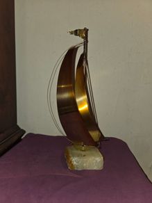 Vintage DeMott Copper and Brass Sailboat Sculpture - Artist signed