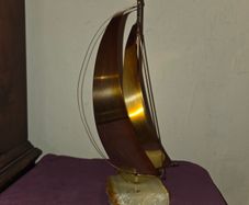 Vintage DeMott Copper and Brass Sailboat Sculpture - Artist signed