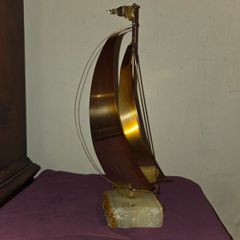 Vintage DeMott Copper and Brass Sailboat Sculpture - Artist signed