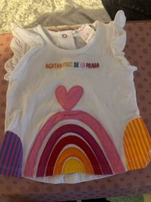 Agatha Ruiz de la Prada white  little girl top age 12 months 74 cm Perfect condition Free post