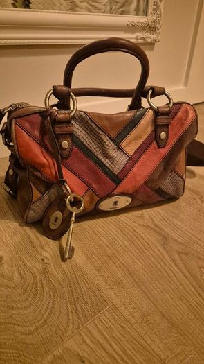 Vintage Fossil Maddox Patchwork Satchel