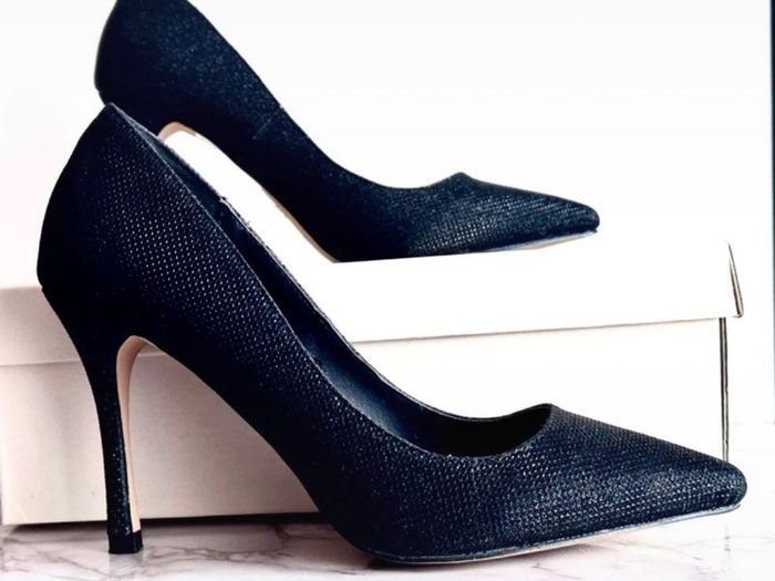Sparkly Black Stiletto Heels - Size UK 5 (Atmosphere)