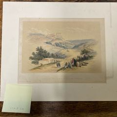 antique lithograph titled ruins of the church of st john sebaste  by artist david roberts