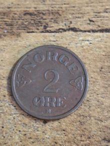Norway 1955 2 Ore Haakon VII Coin - free standard postage