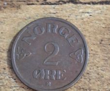 Norway 1955 2 Ore Haakon VII Coin - free standard postage