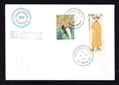 1980 Ireland Europa (Personalities) (George Bernard Shaw & Oscar Wilde) Commemorative Stamps Post & Telegraph (P&T) First Day Cover (FDC) with Dun Laoighaire steele cancel
