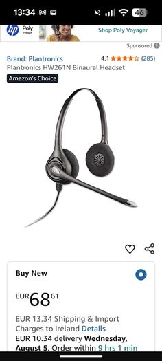 Plantronics SupraPlus HW261N binaural headset
