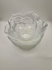 Pressed Glass Lotus Bowls (Lot of 6)