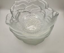 Pressed Glass Lotus Bowls (Lot of 6)