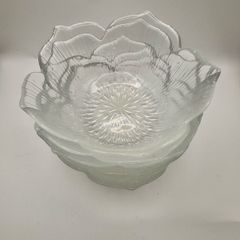 Pressed Glass Lotus Bowls (Lot of 6)
