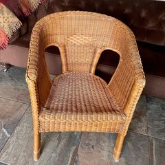 Vintage Set of Two Curved Back Woven Wicker Chairs