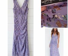 Nasty gal lilac floral maxi dress stunning wedding guest dress floral ruched