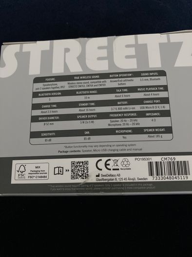Streetz waterproof bluetooth speaker