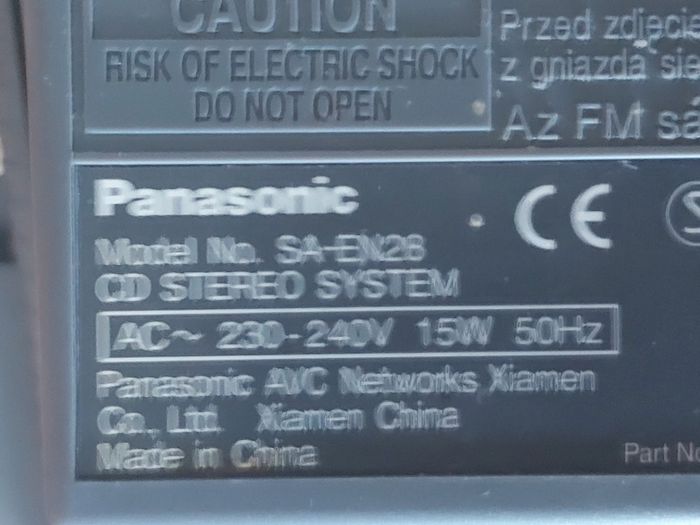 Panasonic SA-EN28 CD Stereo Music system, Radio, CD, MP3, all working perfect and in very good condition, with 2 Panasonic speakers Model SB-EN28