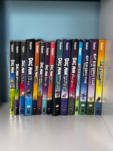 Dog Man and Cat Kid Collection up to The Scarlet Shredder and Cat Kid Collaborations (5th book not included)