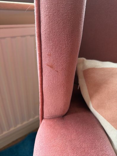 Vintage pink velvet arm chair (free if can be collected)
