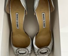 Manolo Blahnik Carrie silver shoes