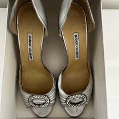 Manolo Blahnik Carrie silver shoes