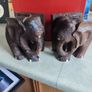 SET OF 2 Large Carved Vintage  Elephant BOOKENDS. Image 10