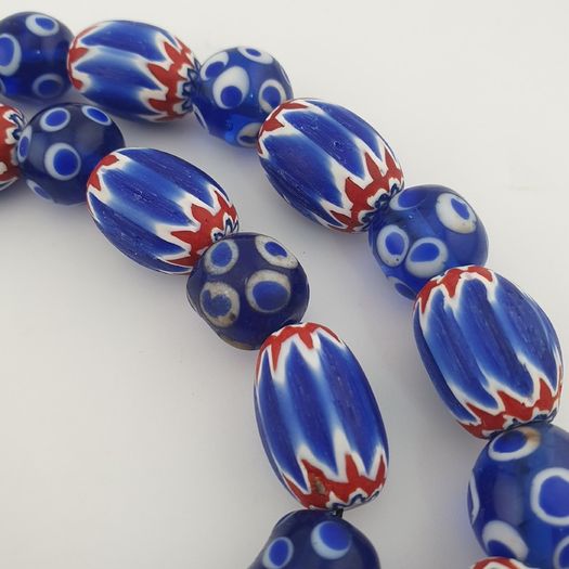 Antique Venetian Style Chevron & Thousand Glass Beads Necklace