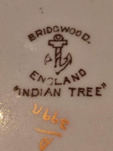 Vintage bridgwood Indian tree Gravy boat or soup tureen with Ladle
