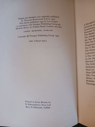 Winston S. Churchill / Thoughts & Adventures/ 1990