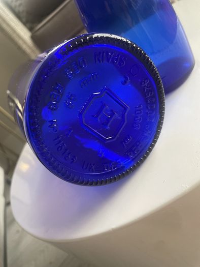 Two Vintage Cobalt Blue Bottles