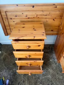 Solid Pine Bedroom Locker and Matching Headboard