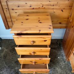 Solid Pine Bedroom Locker and Matching Headboard