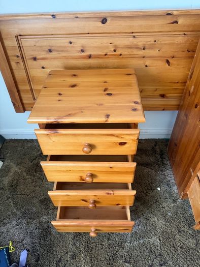 Solid Pine Bedroom Chest of Drawers and Matching Locker