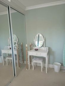 White dressing table with mirror and stool - excellent condition