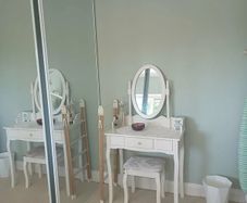 White dressing table with mirror and stool - excellent condition
