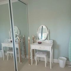 White dressing table with mirror and stool - excellent condition