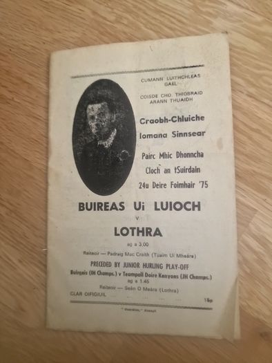 1975 North Tipperary Senior Hurling Final Match Programme
