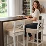 Pair of Classic White Wooden Bar Stools with Cushions Image 3
