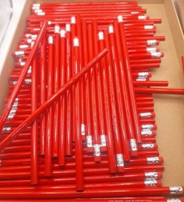 pencils with rubbers one hundred