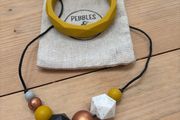 Pebbles and lace teething jewellery