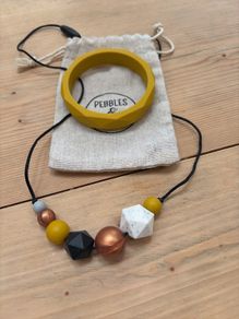 Pebbles and lace teething jewellery