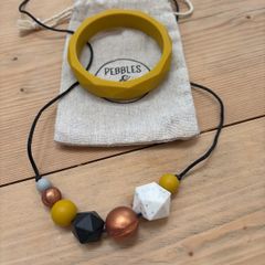 Pebbles and lace teething jewellery