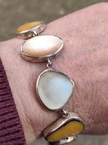 Art Deco Mother of Pearl Sterling Silver Bracelet