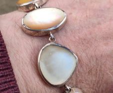 Art Deco Mother of Pearl Sterling Silver Bracelet
