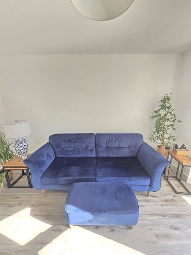 Bard Large Sofa Navy & Bard Large Footstool Navy