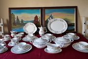 47 Piece Royal Albert Brigadoon Pattern Bone China Gold Gilt Dinner And Tea Service / Set For 5 Person Setting Made In England
