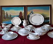 47 Piece Royal Albert Brigadoon Pattern Bone China Gold Gilt Dinner And Tea Service / Set For 5 Person Setting Made In England