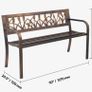 Outdoor Bench 127 cm Carbon Steel Metal Frame with PVC Floral Pattern Backrest and Round Edge Armrests Image 6