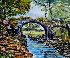 old Weir bridge  Killarney watercolour