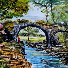 old Weir bridge  Killarney watercolour
