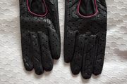 Gloves - Black/Pink Trim - Leather - Size 7.5