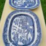 Two large Blue & White Willow Pattern Plates Image 2