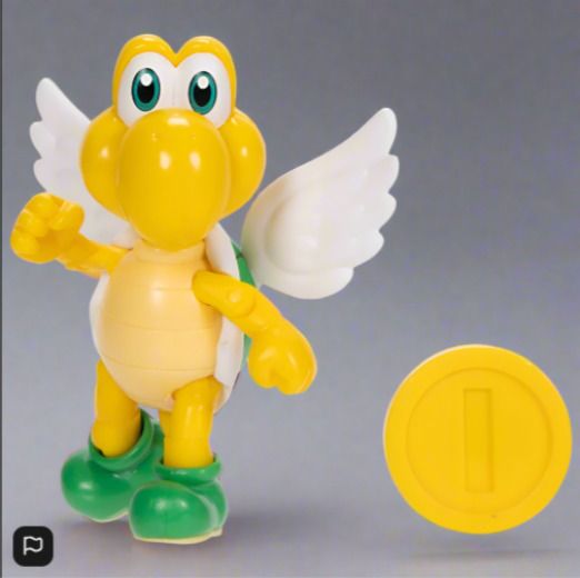 BRAND NEW Super Mario Action Figure Green Para Koopa Troopa with Coin 10cm